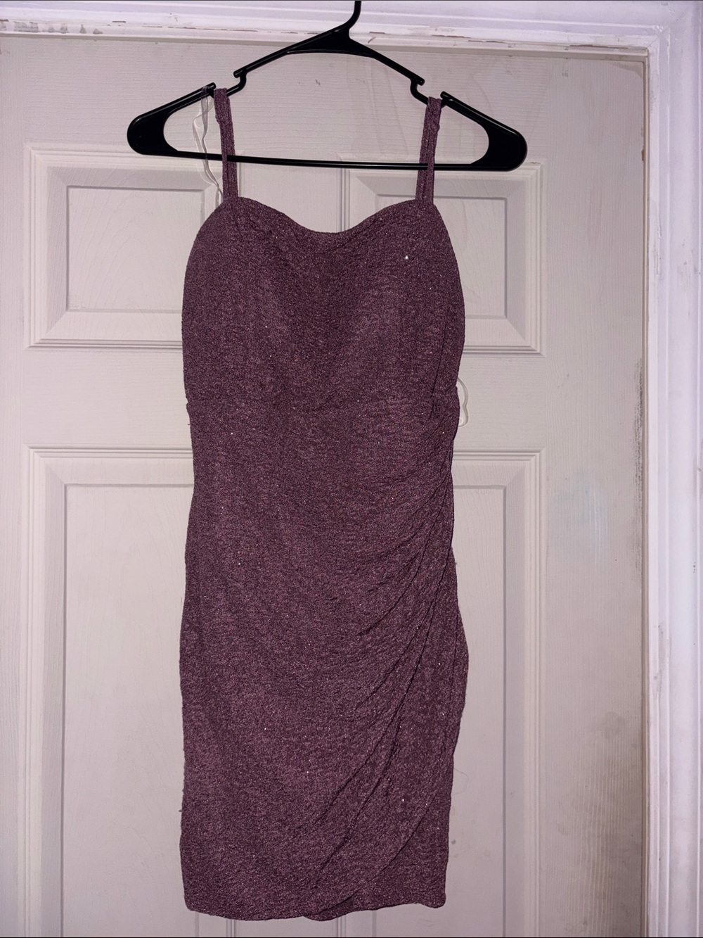 Sparkle Ruched Bodycon Dress in Dusty Plum